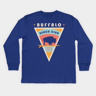 Buffalo NY Beach Club Lake Erie USA Surfing Kids Long Sleeve T-Shirt